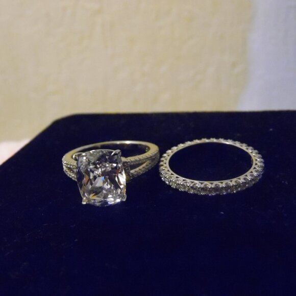 Radiance by Absolute Cushion-cut Simulated Diamond Ring & Eternity Band Size 9 - Picture 4 of 4